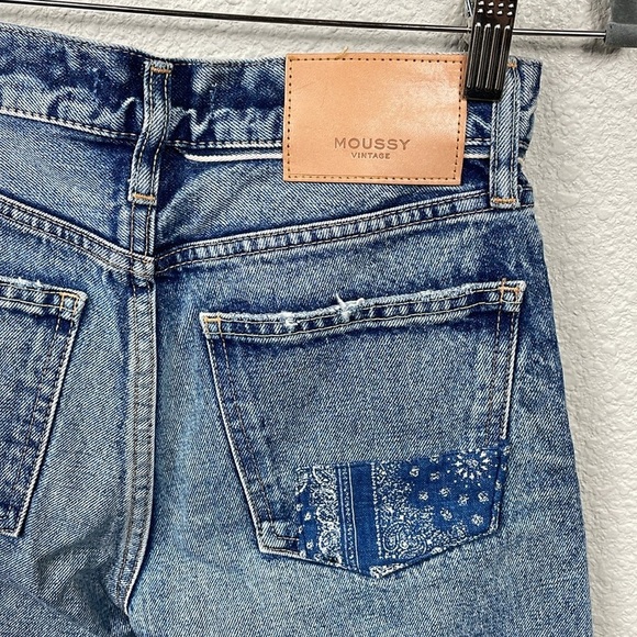 New Moussy Vintage Monroe Tapered Jean Japanese Denim Patchwork Sz 24 - Picture 7 of 14